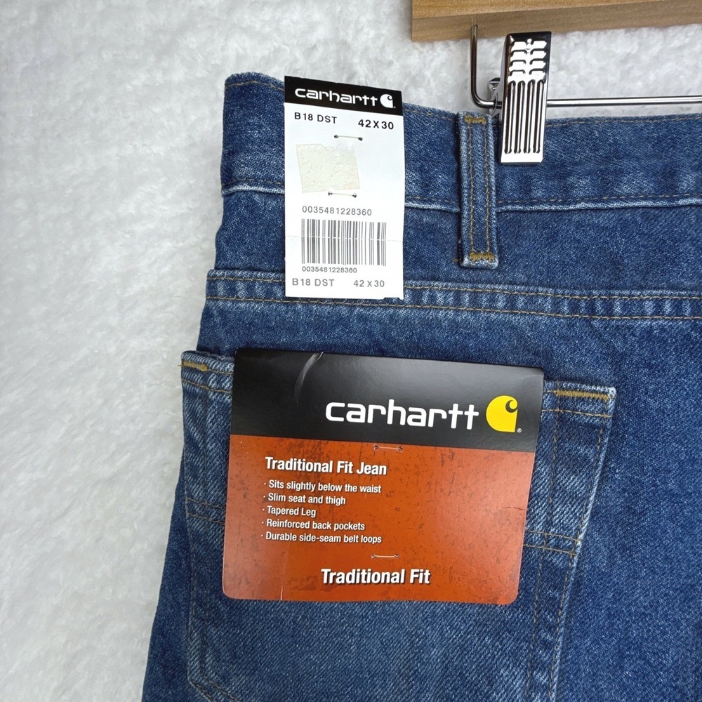 Carhartt Traditional Fit Tapered Leg Jeans Mens 42x30 B18 DST Darkstone NWT NOS